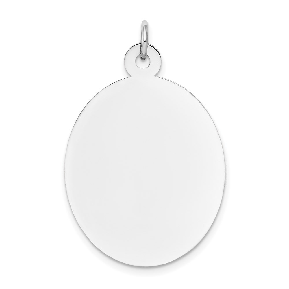 14k White Gold Plain 0.013 Gauge Oval Engravable 31x22mm Disc Charm Pendant