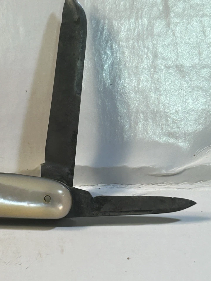 Navaja de Bolsillo Antigua 4 Hojas Congreso Madreperla Marshall Wells Hardware Co Foto 4 de 4