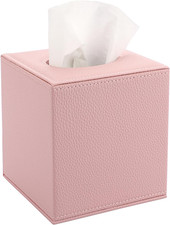 Tissue Box Cover Square,Magnetic Bottom PU Tissue Box Holder,Pink