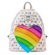 Mini Mochila Loungefly Lisa Frank con Bolso de Cintura Arco Iris Corazón Nueva con Etiquetas