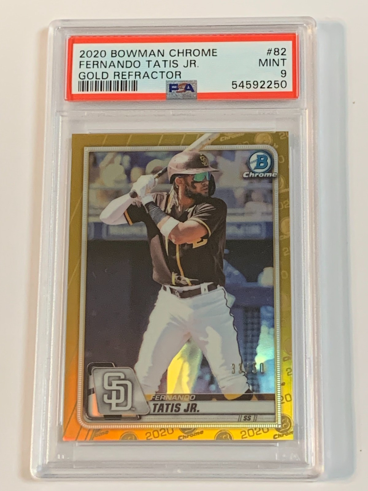 2020 Bowman Chrome Gold Refractor #82 Fernando Tatis Jr. /50 - PSA 9 (Mint) view 1