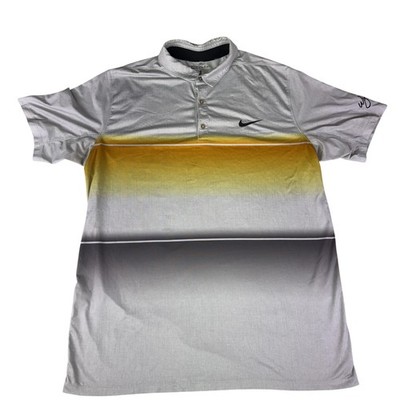 Nike Golf Polo Shirt Mens XL Dri-FIT Gradient White Gray Yellow Wynn Golf Ombre