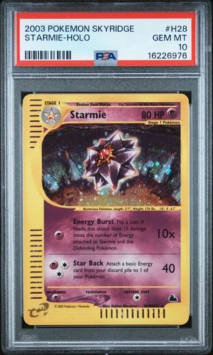 2003 POKEMON SKYRIDGE #H28 STARMIE-HOLO PSA 10