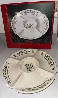 Royal Limited Holly Holiday 13  Chip Dip Veggie Platter Japan NEW!