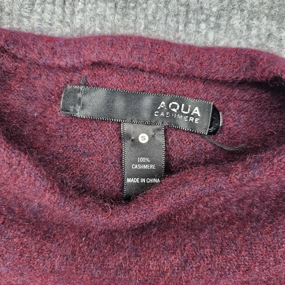 Suéter Aqua Cashmere Mujer Pequeño Borgoña Flecos Dobladillo Western Rodeo Boho Rojo Foto 4 de 4