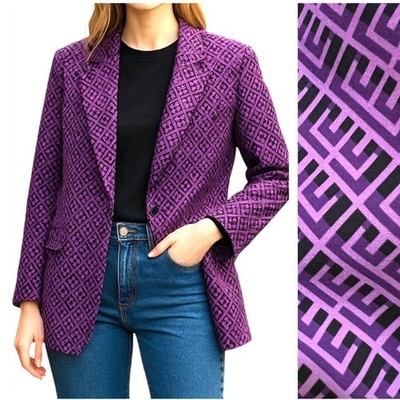 Eureka By Babylon Couture Italian Purple Abstract Print Blazer Jacket Size 6(42)