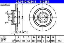 2x ATE Bremsscheibe 24.0110-0284.1 für TOYOTA