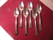 Set Of 6 Oneida Stainless CELLA Beveled Edge Teaspoon 6 3/8"