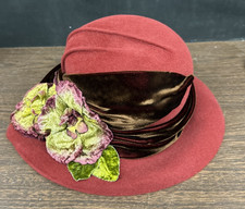 Wide Brim Russet 100% Wool Felted Ladies Hat ~ Lillyput Millinary Toronto Canada