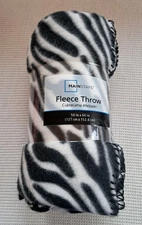 Mainstays Fleece Throw 50" X 60" Zebra Print Black and White