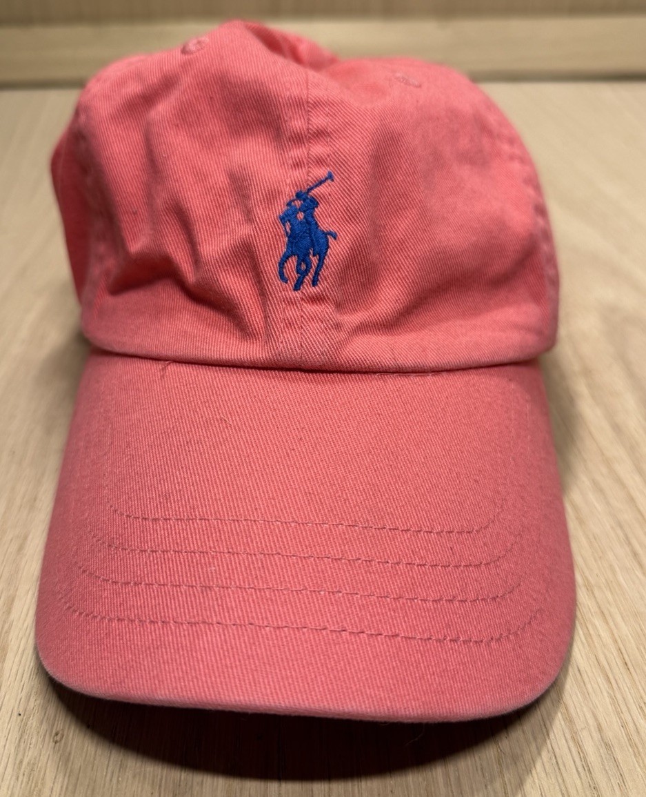 Cappello Polo Ralph Lauren regolabile con cinturino berretto a sfera salmone cotone pony