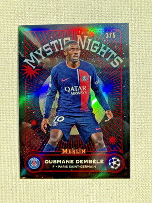 2023-24 Topps Merlin UCC Ousmane Dembele Mystic Nights Red /5 Ultra Rare SSP