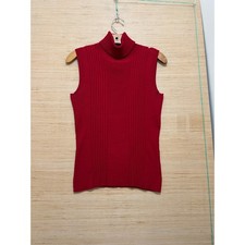 United States Sweaters Womens Red Ribbed Sleeveless Turtleneck Shell Top Size M
