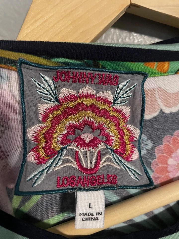 Johnny Was Janie любимый реглан футболка Tigres большой зеленый цветочный Tiger Artsy - Изображение 4 из 4