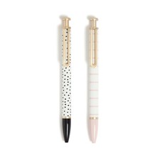 U Brands Monterey Ballpoint Pens, Set of 2, Stripes And Dots With Gold Details,