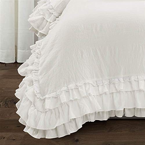 , Twin-XL, White Ella Vintage Chic Ruffle Lace 2 Piece Comforter Set - Picture 5 of 7