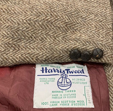 Vintage Harris Tweed pure wool handwoven brown classic hunting jacket blazer 40R