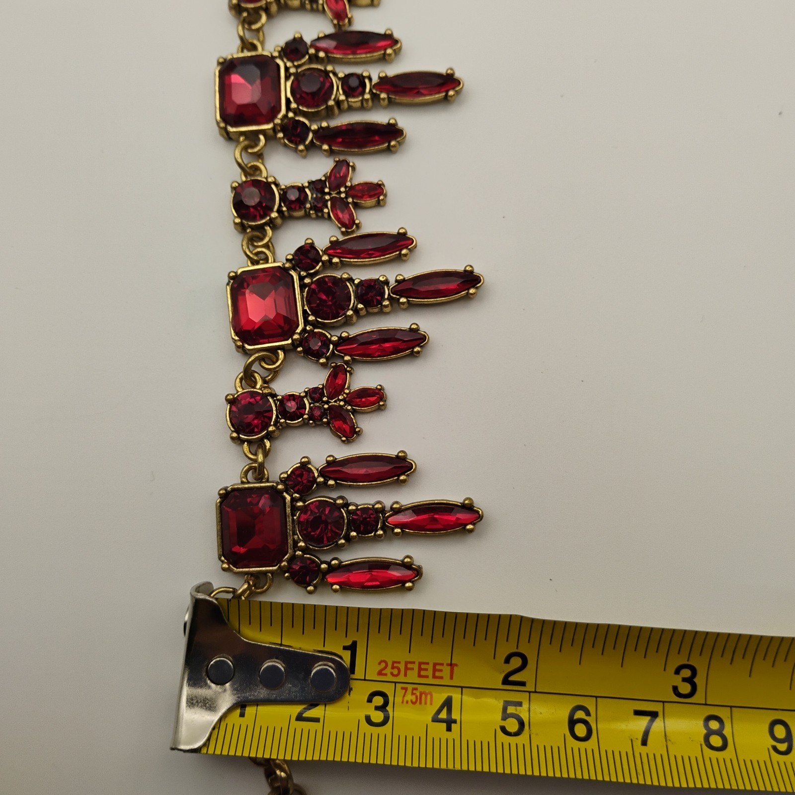 Iman Global Chic Statement Necklace Gold Tone Red… - image 9