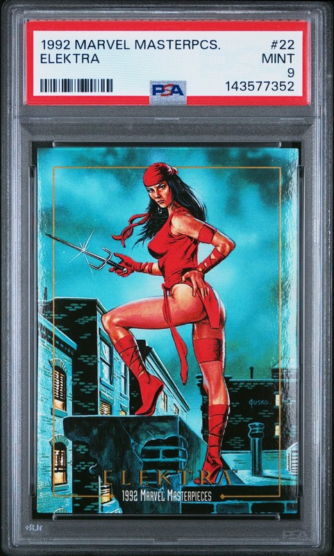 1992 MARVEL MASTERPIECES #22 ELEKTRA PSA 9