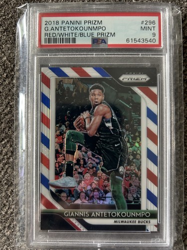 Panini 2018-19 Prizm Giannis Antetokounmpo #296 RWB Prizm PSA 9