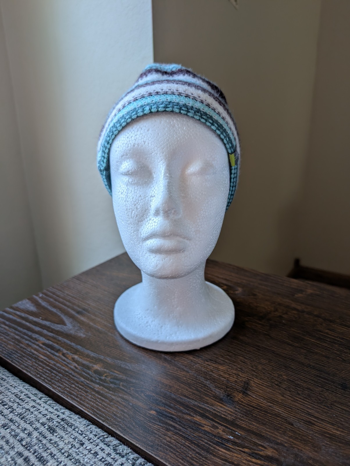Smartwool Purple Gray Teal Cream Wool Blend Adult Knit Beanie Winter Hat