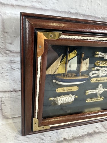 Nautical Knots Shadow Box Wooden Framed Display With Boat Nauticalia - Picture 5 of 11