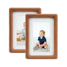 4x6 Picture Frame Set of 2 Natural Wood Photo Frames Display Pictures 3x5 wit...