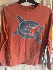 Gap Kids Size XL Long Sleeve Rust/Dark Orange T Shirt W/ Shark Graphic- EUC