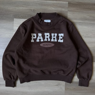 Parke Sweatshirt Fleece Signature Austin Mockneck Brown Size S/M Flawless Rare