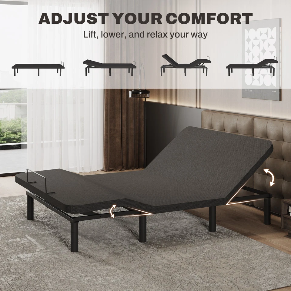 Marco de cama ajustable FunniHomi con control remoto por cable y patas de cama ajustables Foto 4 de 4