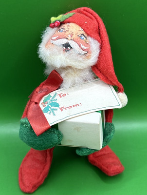 1980 Analee Mobilitee Doll - 5'' Christmas Santa Claus Gift Tag Box w/ Bag