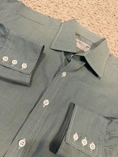 Turnbull Asser 16 1/2 - 42 Green Micro Check Dress Shirt Made in England