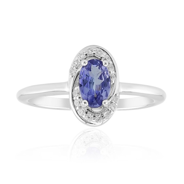 Cavill Tansanit Ring 0,55Ct Oval Zirkon Sterlingsilber Damen Schmuck--image