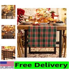 Charming Green Red Plaid Christmas Table Runner - Perfect for Festive Parties