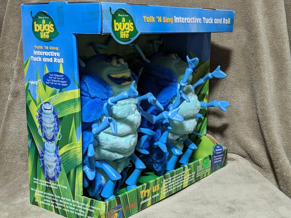 复古 A Bugs Life Talk N' SING 互动 Tuck and Roll Thinkway 玩具 全新! — 第 3/4 张图片