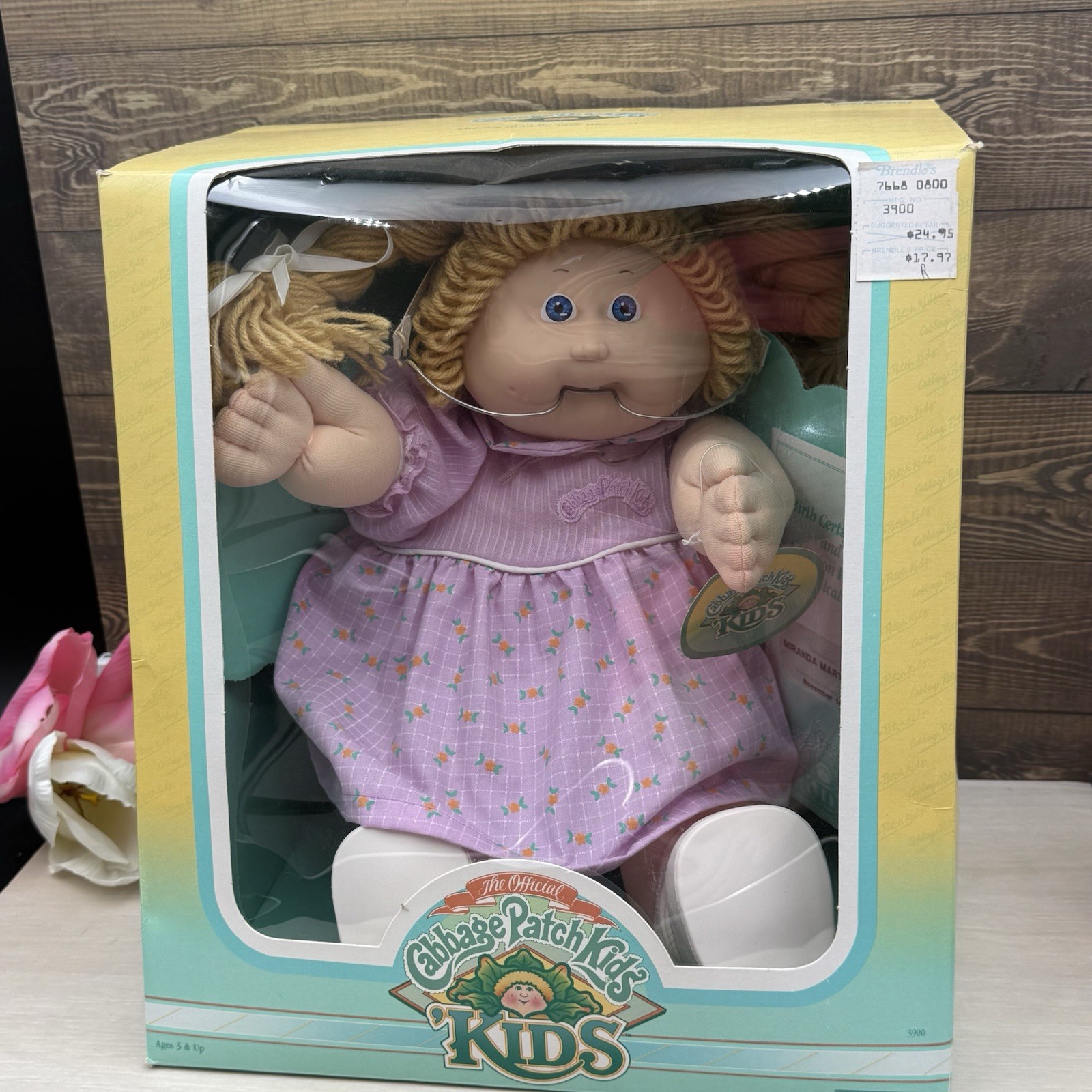 Vintage Cabbage Patch Doll in Box Blonde Girl Braids and Braces 1987 Coleco