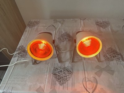 Vintage Philips Infraphil Infrared Heat Lamp Set 2x Therapy Lamps Working