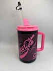 Vintage Coke Coca-Cola Whirley Cup 32 oz Pink Travel Mug Cup Set Of 2 New Read
