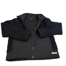 GAP Kids Girls Fuzzy Jacket Large 10-11 Black Full Zip Warm Cozy Winter Coat