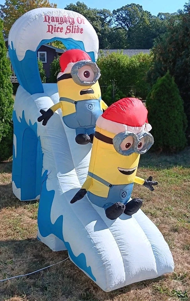 Despicable Me Minons Naughty or Nice Slide Gemmy 10 FT Wide Airblown Inflatable - Image 2 of 4