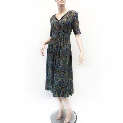 Ba&Sh retro romantic Dress Elastic Waist Confetti print Button  Lined Small