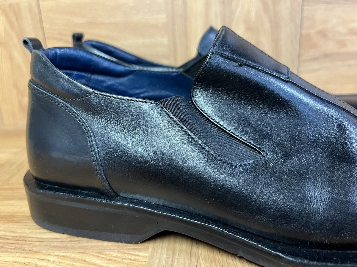 VTG Bacco Bucci Split Toe Slip On Loafer Black Leather Sz 8 
