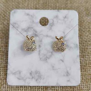 Authentic Gold Plated Apple Rhinestone Stud Earrings