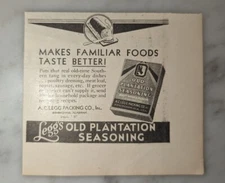 Legg's Old Plantation Seasoning Delineator 1930 Vintage Food Print Ad