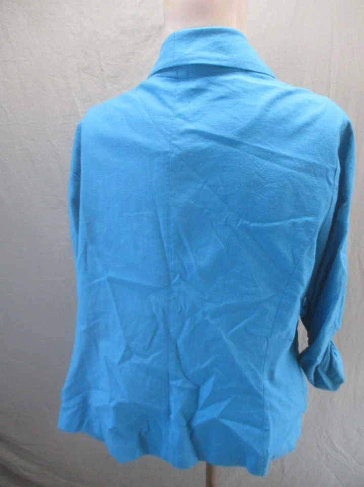 Blazer de verano TORRID talla 2 para mujer azul mezcla de lino bolsillo solapa frente abierto 843 Foto 4 de 4