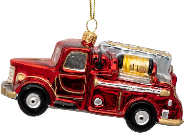 Sikora BS754 Feuerwehrauto Christbaumschmuck Glas Weihnachtsbaum AnhäNger-image
