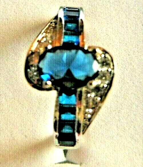Bague saphir diamants hexagonale style art déco - Bague moderne