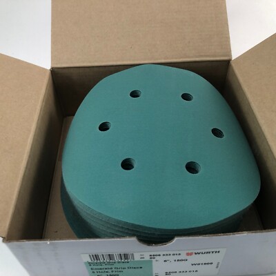 WURTH,  6'' 150G, Emerald Grip Disc, 6hole, Film 8506 333 015  (box of 50) NEW