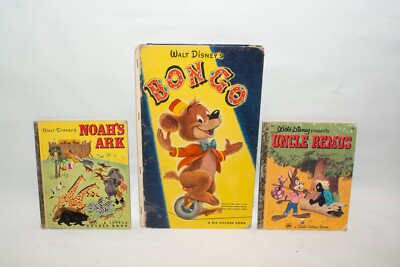 Lot Of 3 Vintage Disney Books - Bongo, Noah's Ark, Uncle Remus -  Golden Books