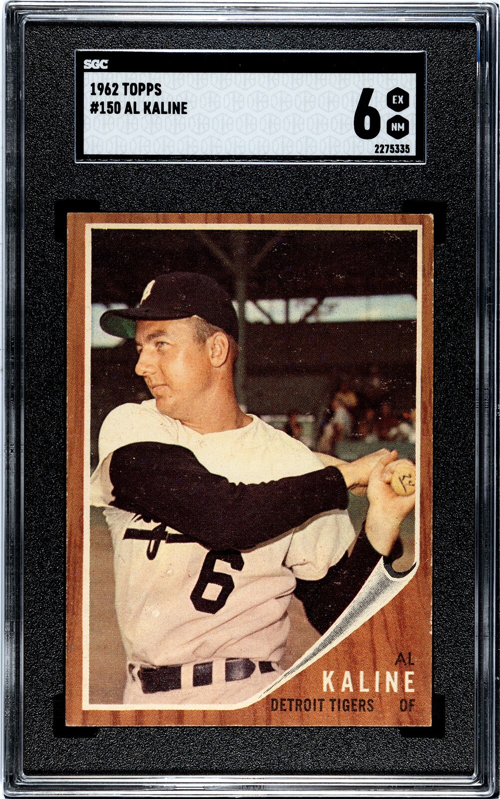 Al Kaline 1962 Topps Baseball Card #150- SGC Graded 6 EX-NM (Detroit Tigers/HOF)